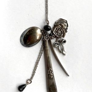 Silver spoon repurposed fashion necklace